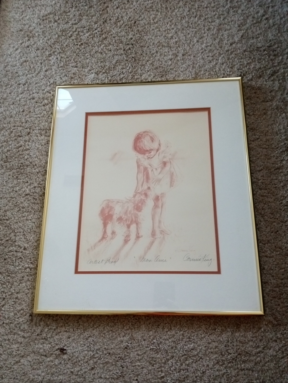 ORIGINAL Artist Proof & Signed lithograph "Mon Ami" By Connie King.